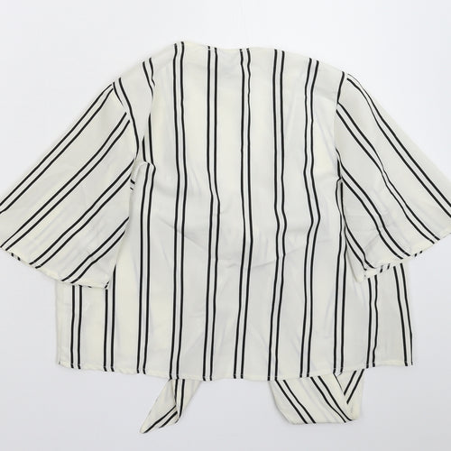 Primark Womens White Striped  Basic Blouse Size 10