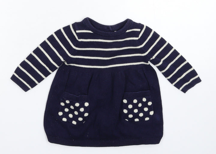Gap Girls Blue Striped Jumper Dress Size 3-6 Months