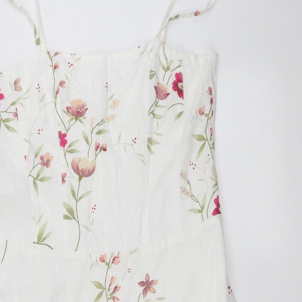 New Look Womens White Floral  A-Line  Size 16