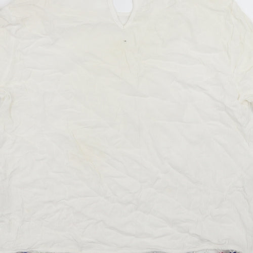 George Womens White   Basic Blouse Size 10  - pom pom detail