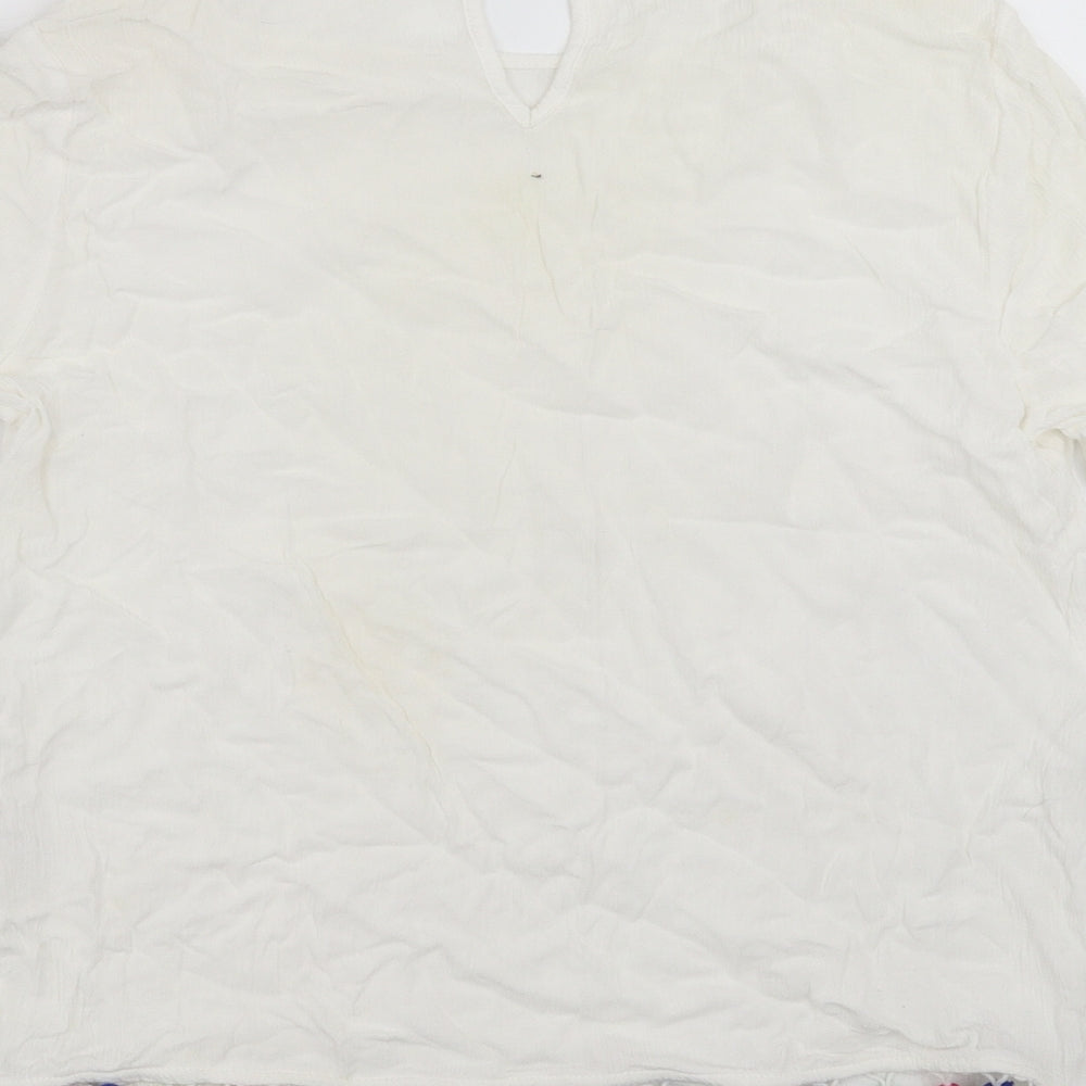 George Womens White   Basic Blouse Size 10  - pom pom detail