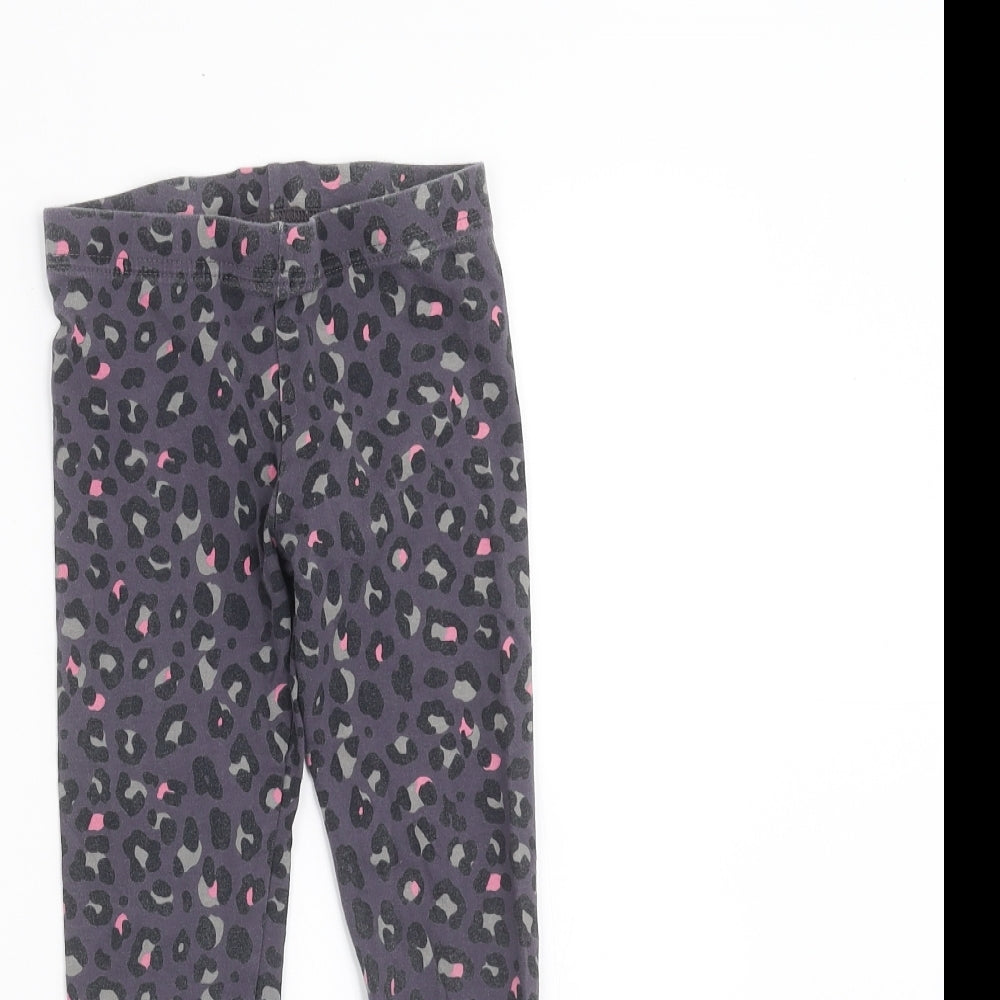 F&F Girls Grey Animal Print  Carrot Trousers Size 5-6 Years - leggings