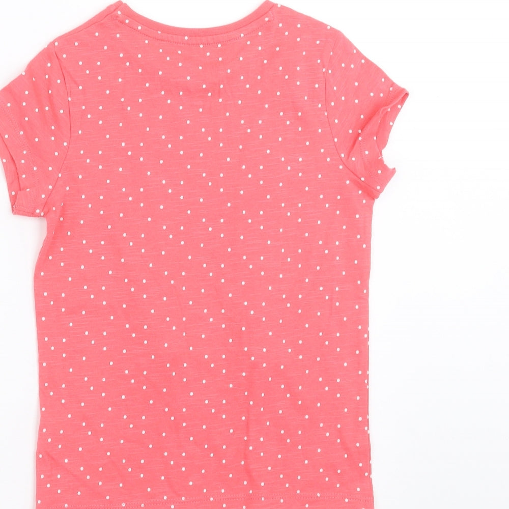 F&F Girls Pink Polka Dot  Basic T-Shirt Size 5-6 Years  - rabbit