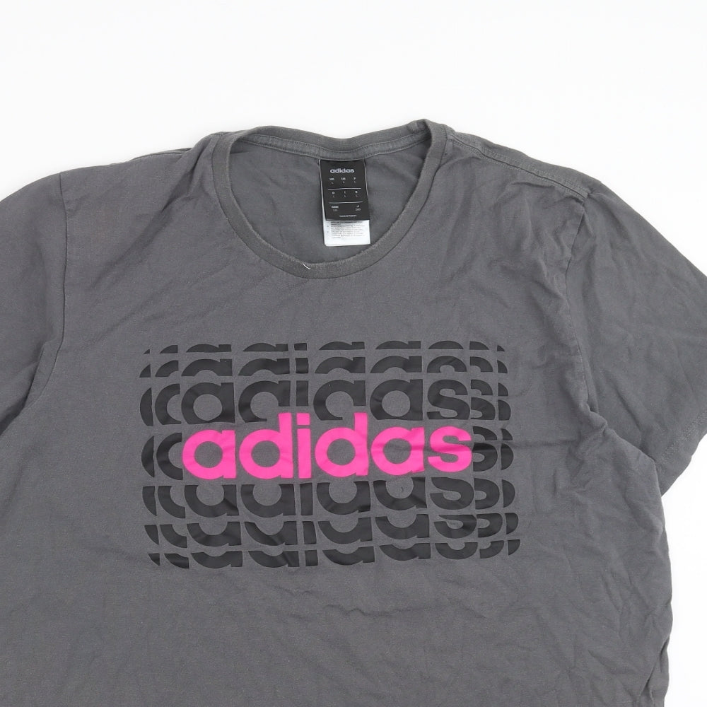 adidas Mens Grey    T-Shirt Size L