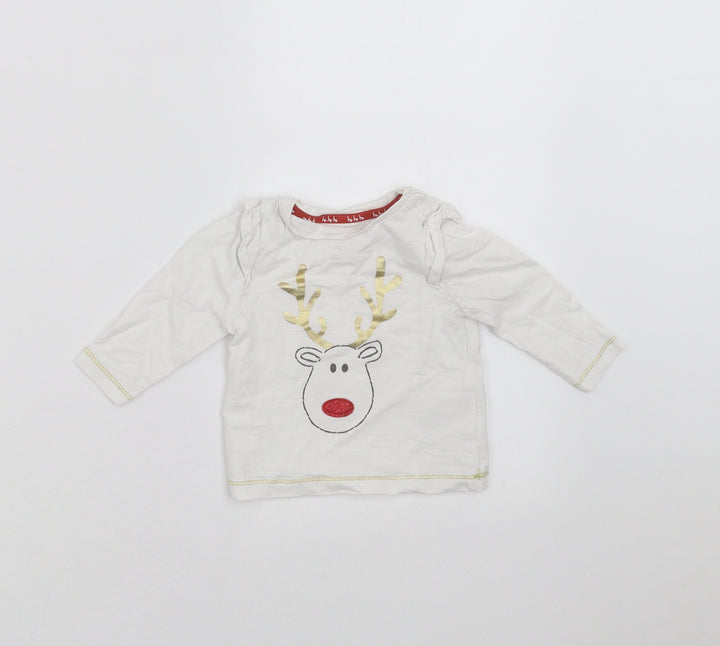 Mothercare Girls White   Basic T-Shirt Size 3-6 Months  - christmas