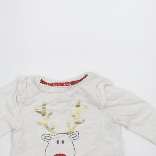 Mothercare Girls White   Basic T-Shirt Size 3-6 Months  - christmas