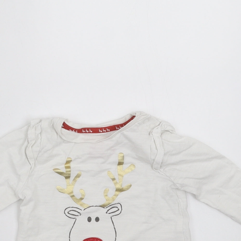 Mothercare Girls White   Basic T-Shirt Size 3-6 Months  - christmas