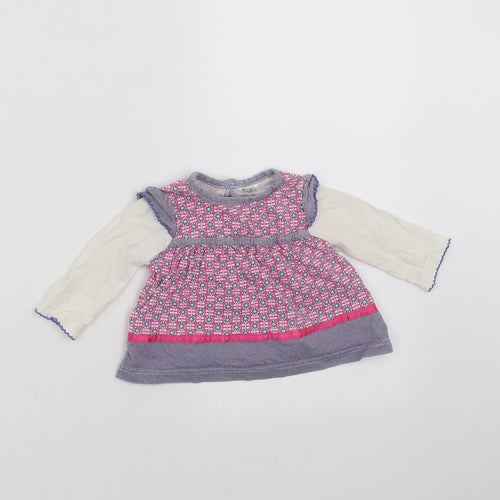 F&F Girls Blue Geometric  Basic T-Shirt Size 3-6 Months
