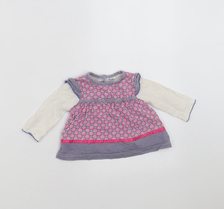 F&F Girls Blue Geometric Basic T-Shirt Size 3-6 Months