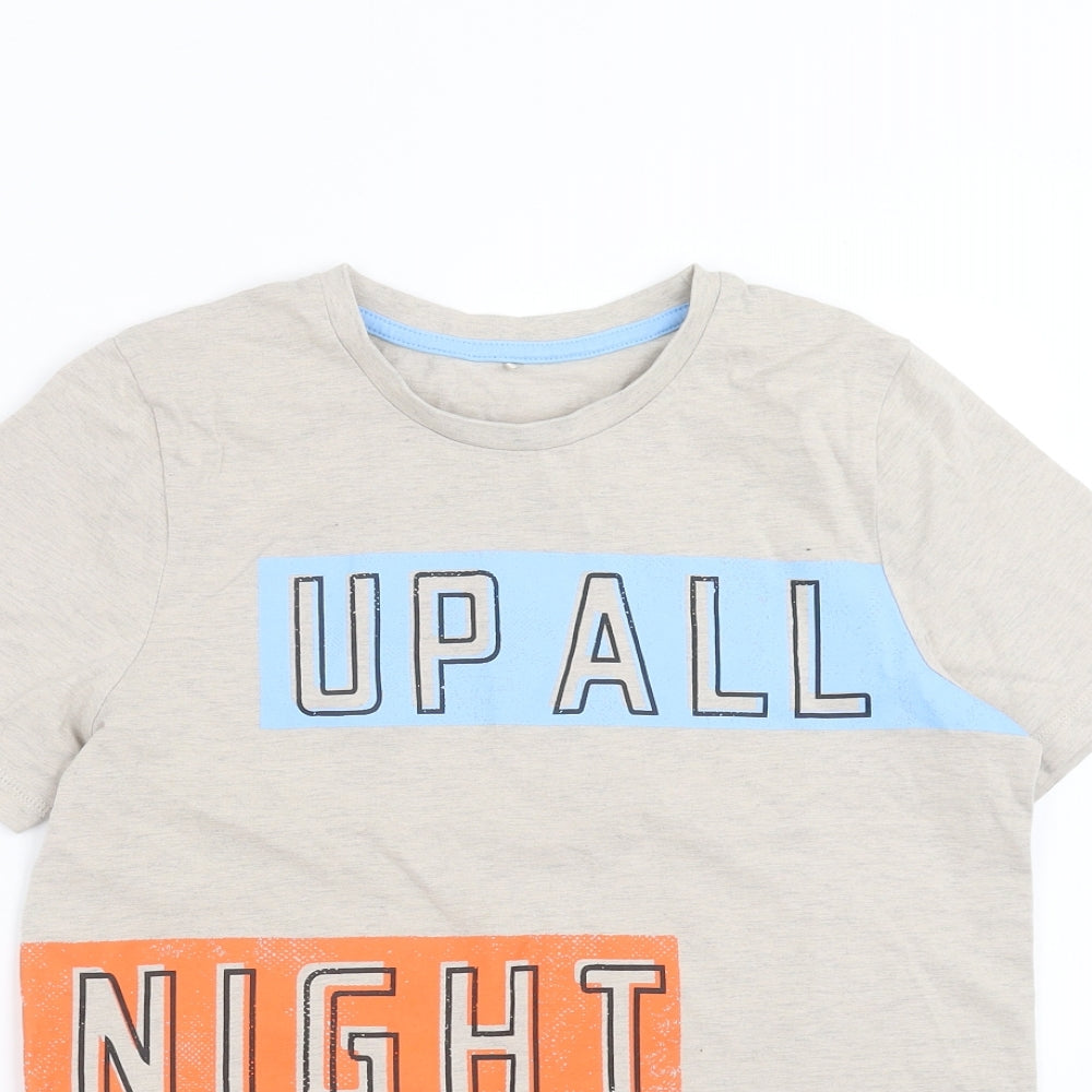 George Boys Grey Solid   Pyjama Top Size 13-14 Years  - up all night