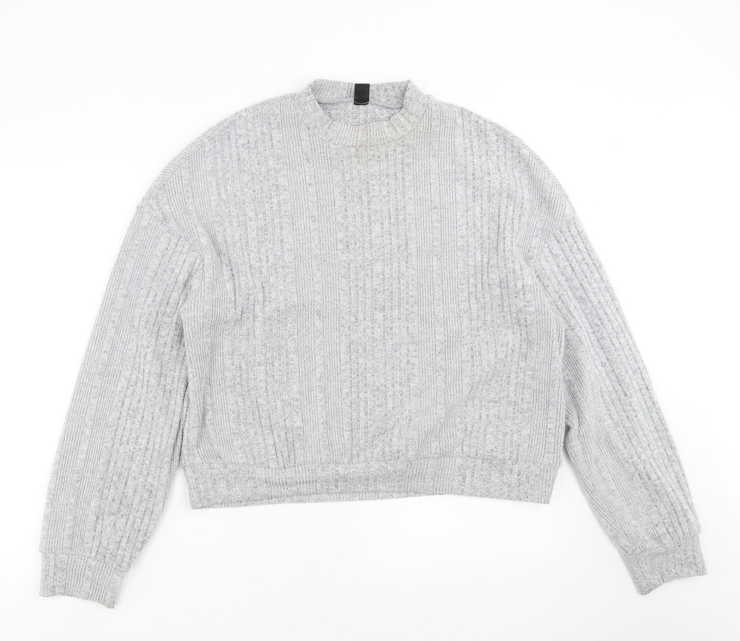 SheIn Womens Grey Striped Knit Pullover Jumper Size XL