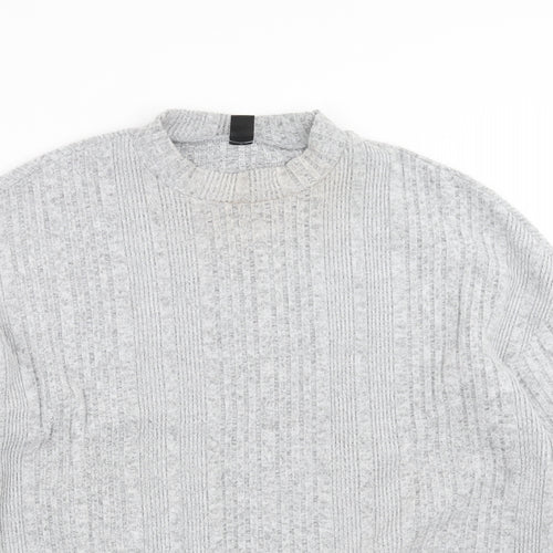 SheIn Womens Grey Striped Knit Pullover Jumper Size XL