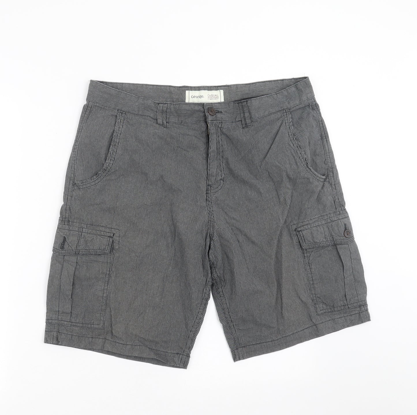 George Mens Green Check  Cargo Shorts Size 36 in