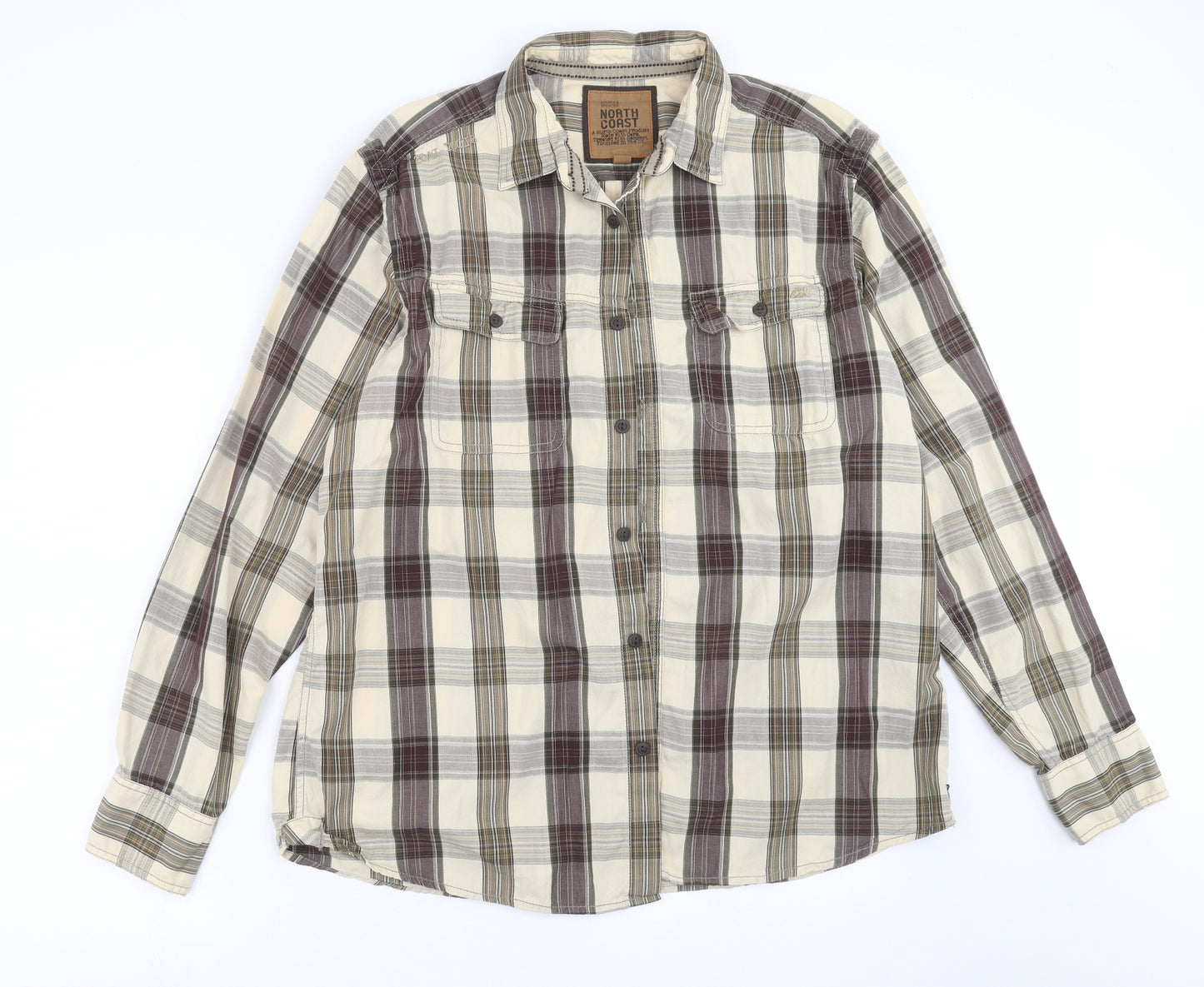 Marks and Spencer Mens Beige Check   Button-Up Size XL