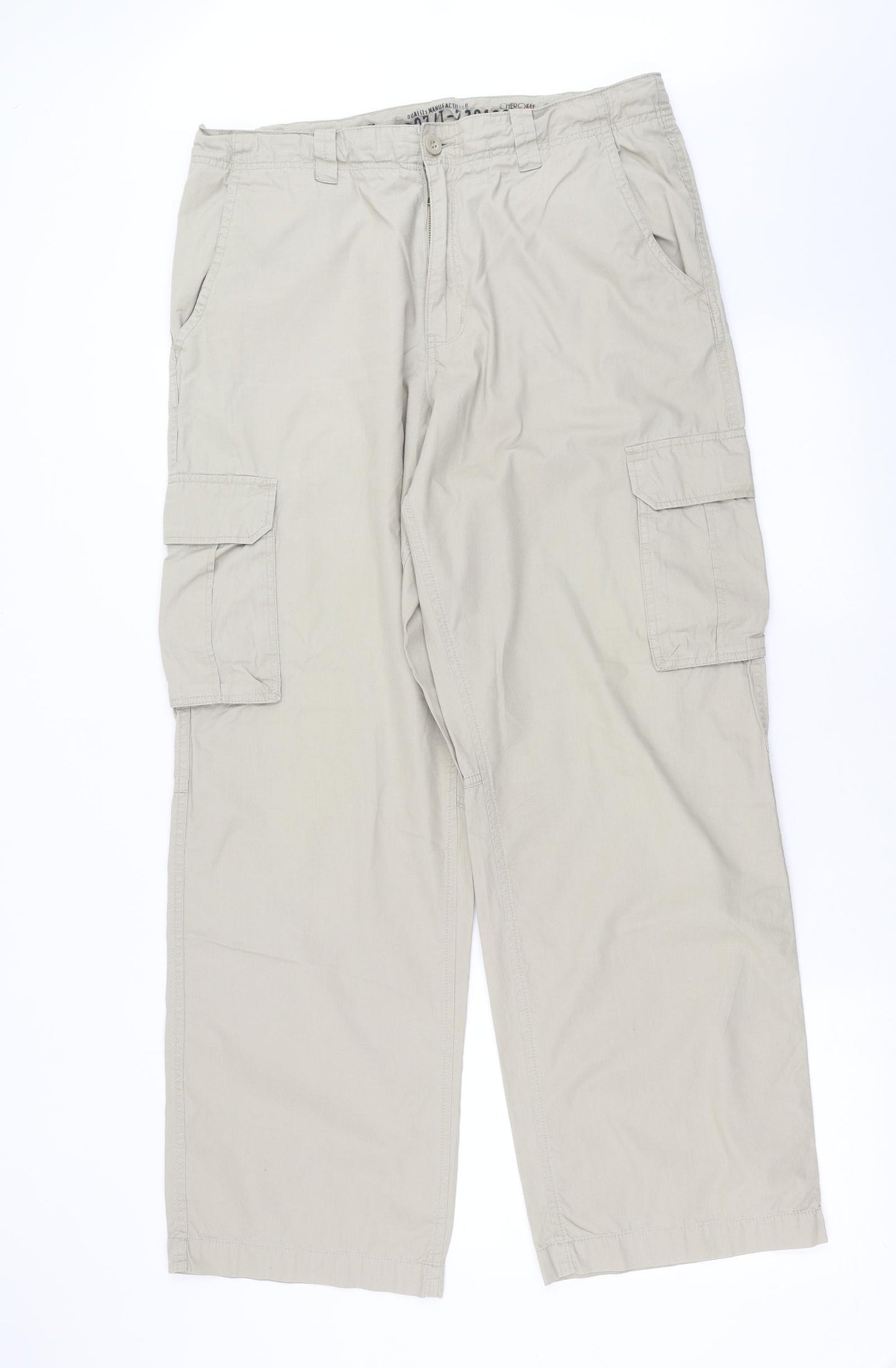 Cherokee Mens Beige   Cargo Trousers Size 34 in L32 in