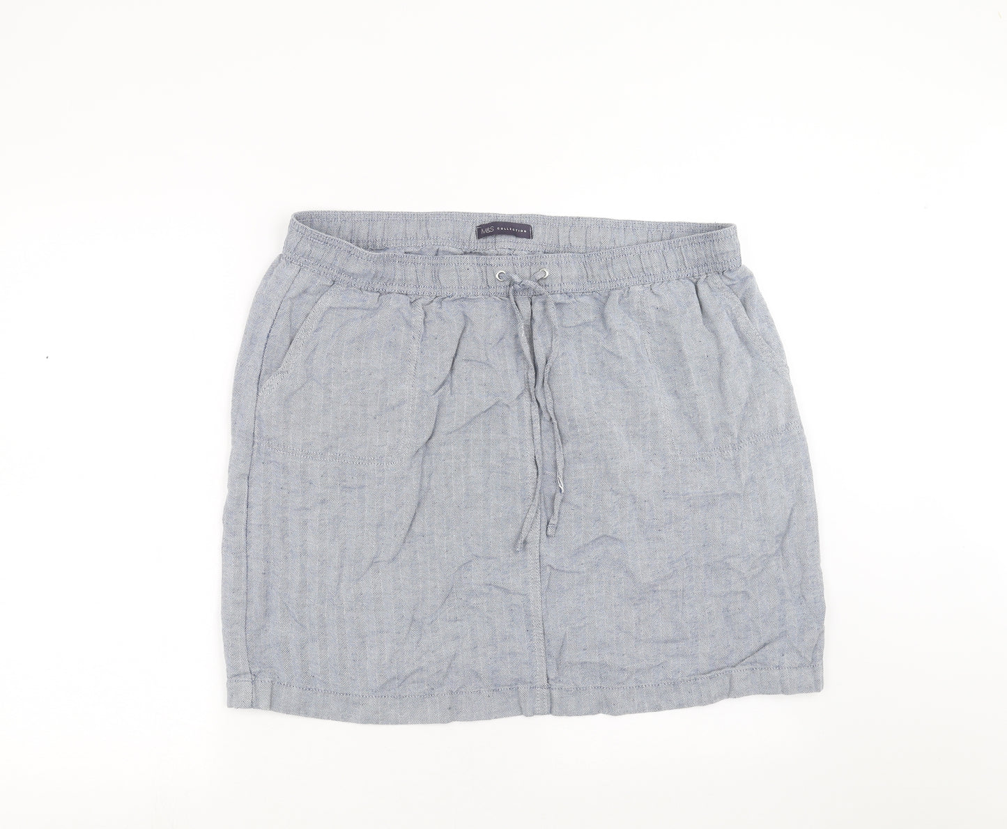 Marks and Spencer Womens Blue Herringbone  Mini Set Size 18