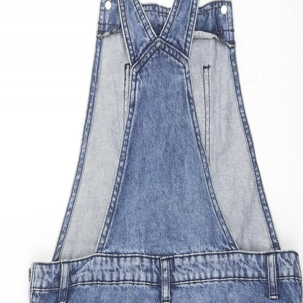 Primark Girls Blue  Denim Dungaree One-Piece Size 13-14 Years  - floral lace detail