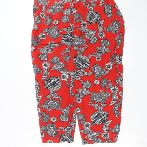 Preworn Womens Red Floral  Trousers  Size 34 in L21 in