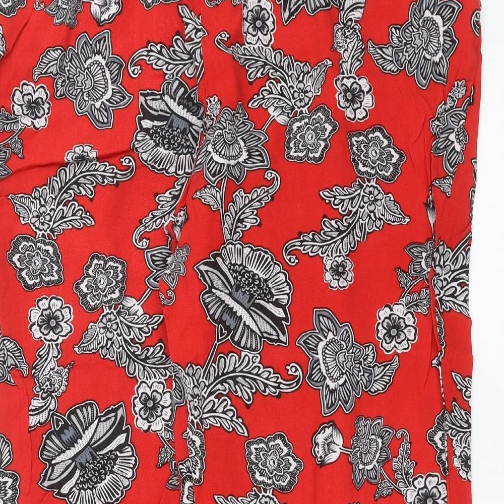 Preworn Womens Red Floral  Trousers  Size 34 in L21 in