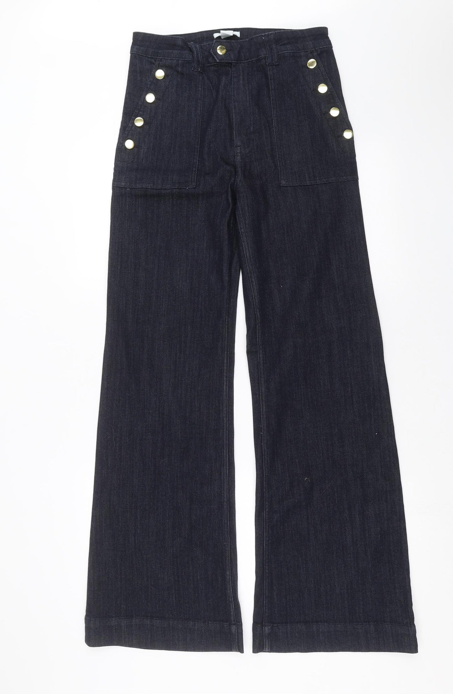 H&M Womens Blue  Denim Wide-Leg Jeans Size 12 L32 in