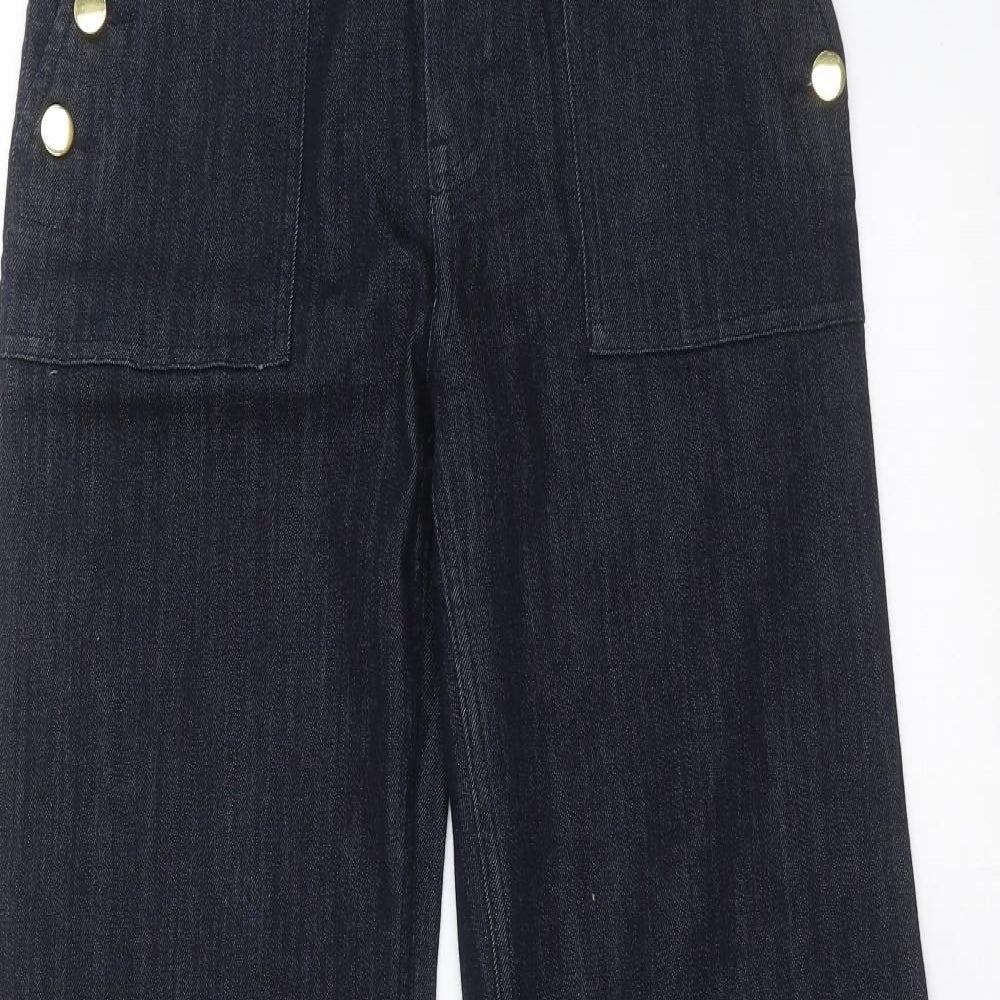 H&M Womens Blue  Denim Wide-Leg Jeans Size 12 L32 in
