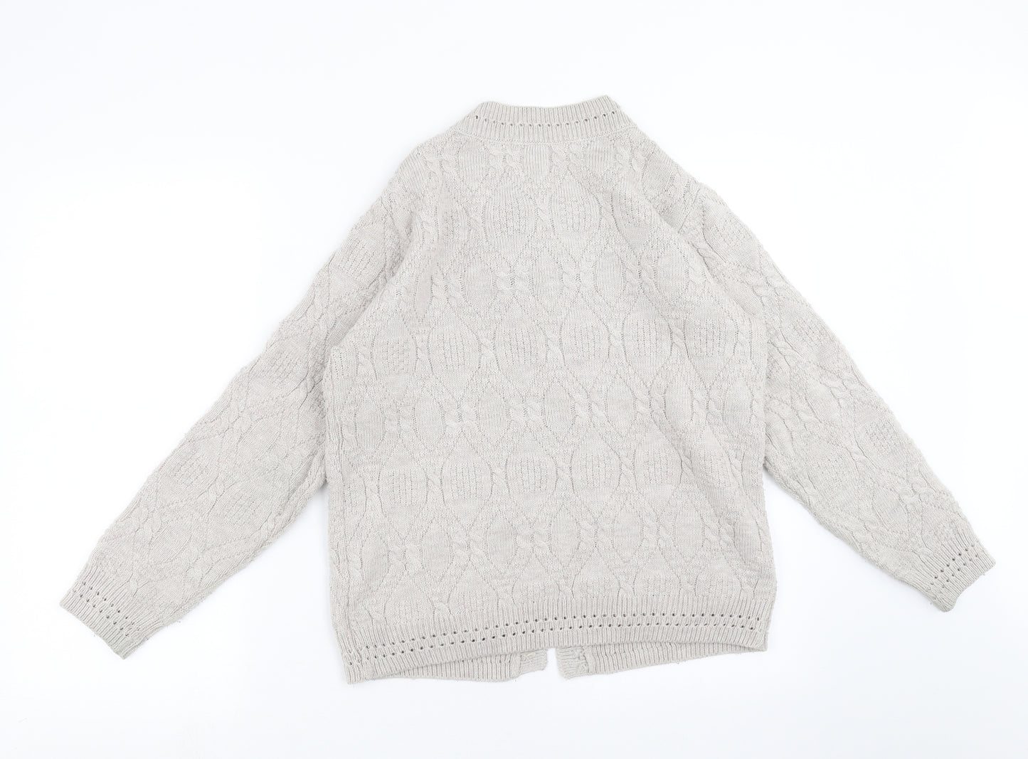 Beaumonde Paris Womens Beige Geometric Knit Cardigan Jumper Size 14