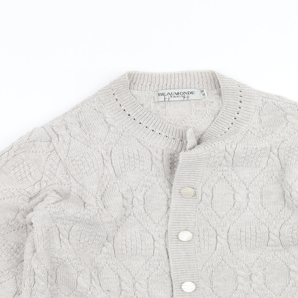 Beaumonde Paris Womens Beige Geometric Knit Cardigan Jumper Size 14