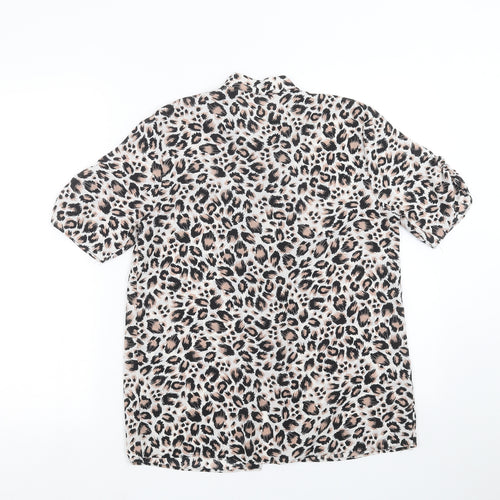 TU Womens White Animal Print  Basic Blouse Size 8