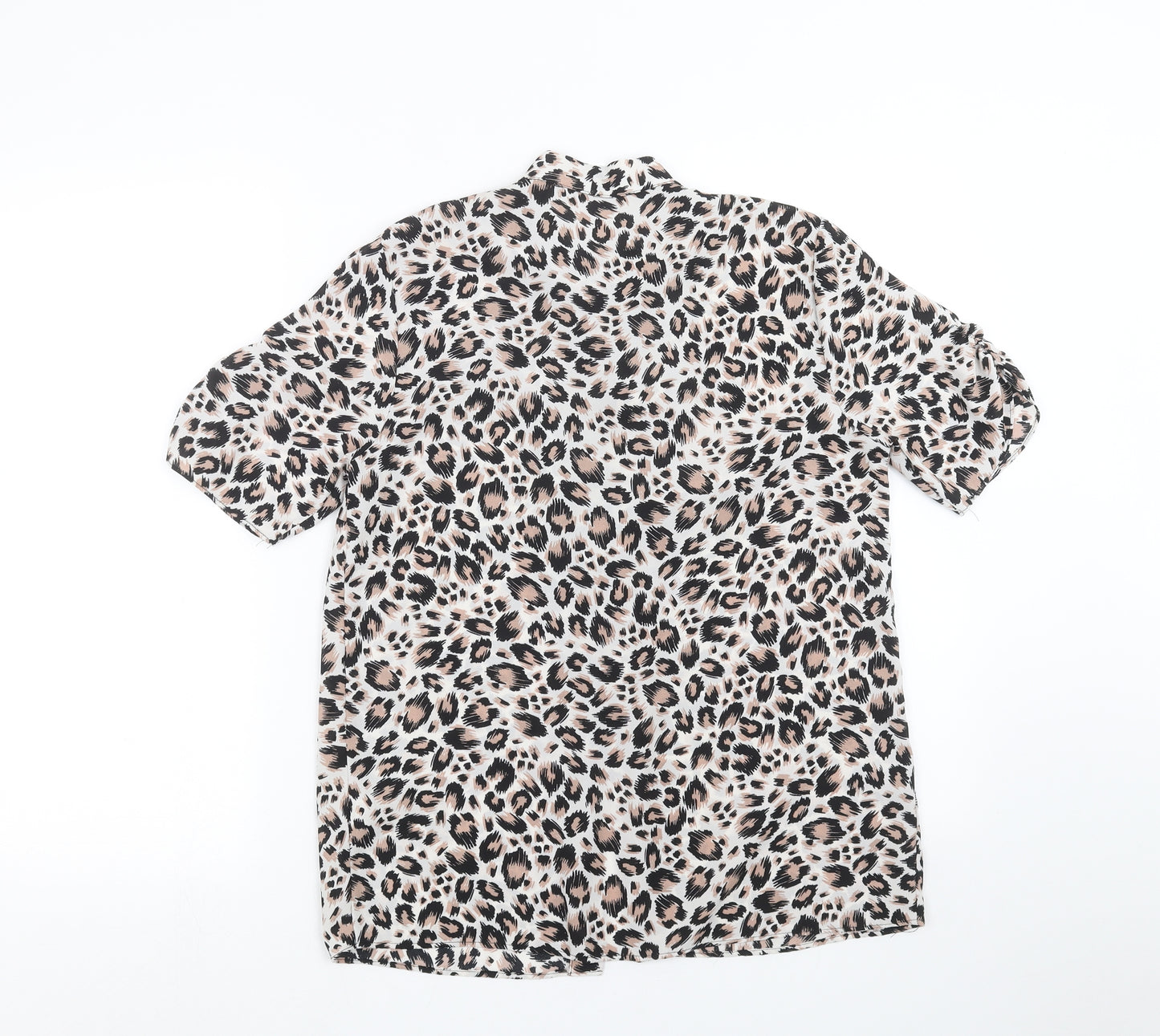 TU Womens White Animal Print  Basic Blouse Size 8