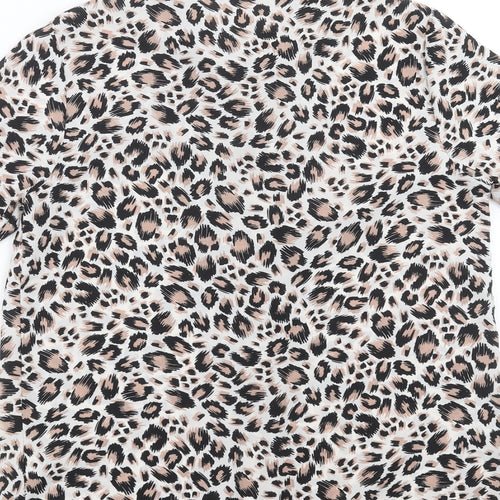 TU Womens White Animal Print  Basic Blouse Size 8