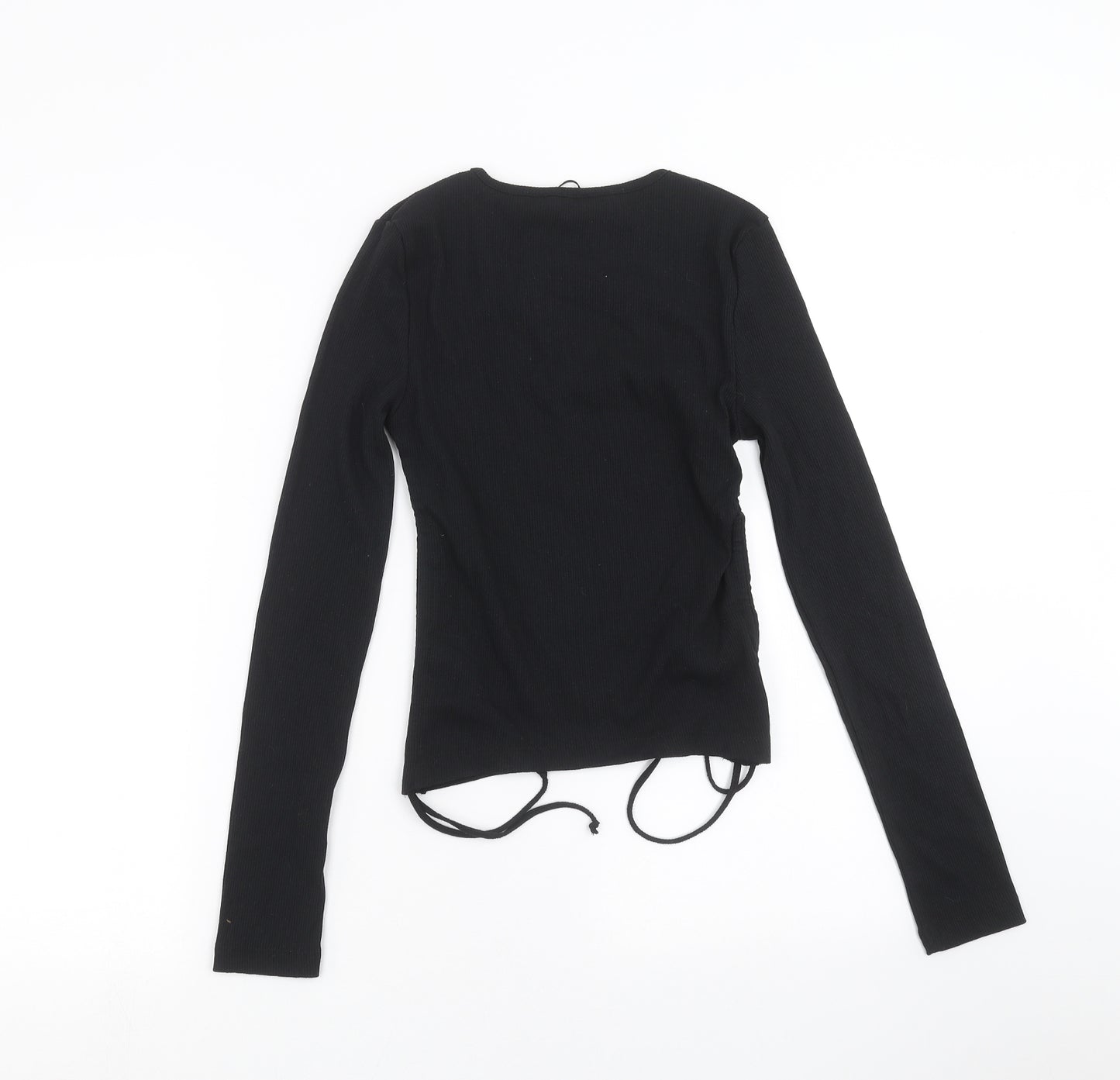 Boohoo Womens Black   Basic T-Shirt Size 8  - ruched detail