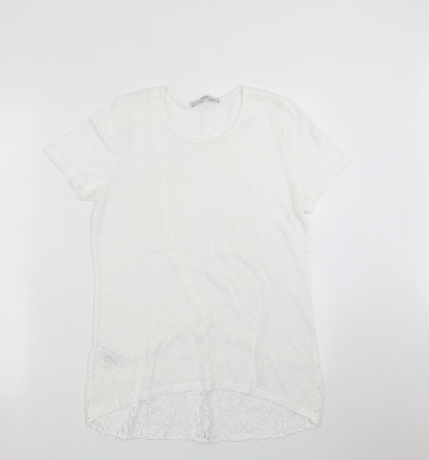 NEXT Womens White  Knit Pullover Jumper Size 14  - lace hem