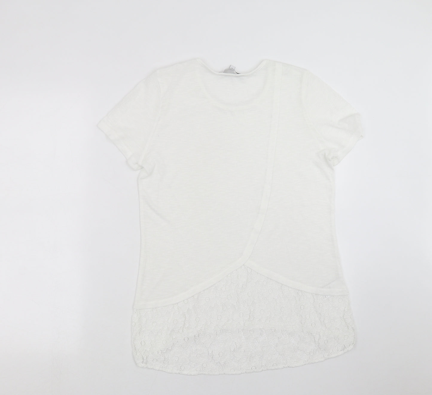 NEXT Womens White  Knit Pullover Jumper Size 14  - lace hem