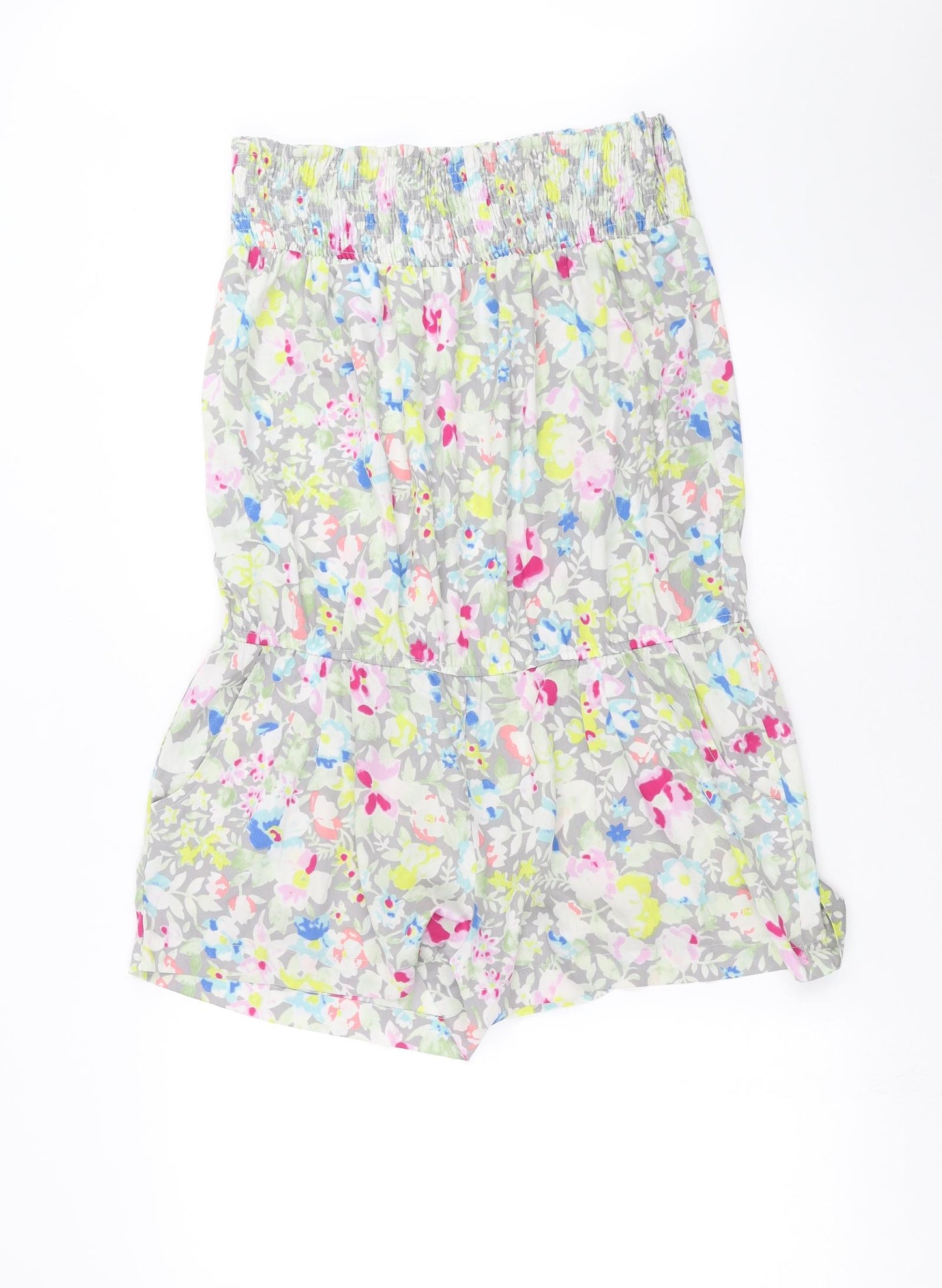 River Island Womens Grey Floral  Playsuit One-Piece Size XL