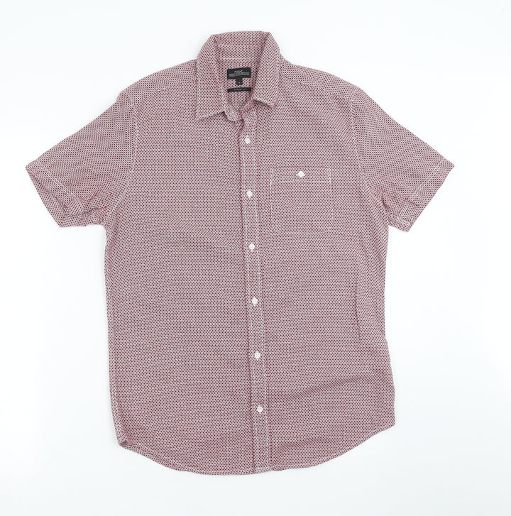 NEXT Mens Red Geometric Button-Up Size S - burgundy