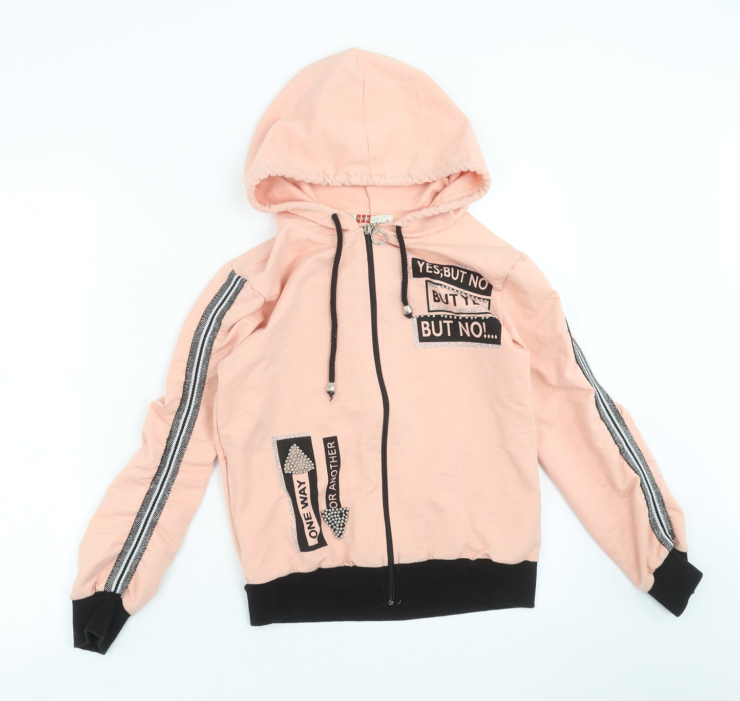 shewky Womens Pink   Full Zip Hoodie Size S  - beaded