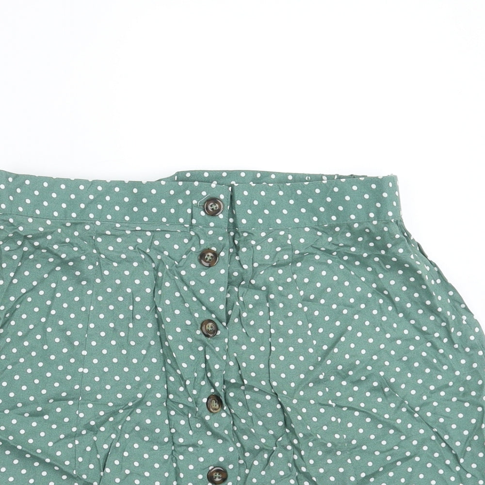 ASOS Womens Green Polka Dot  A-Line Skirt Size 10