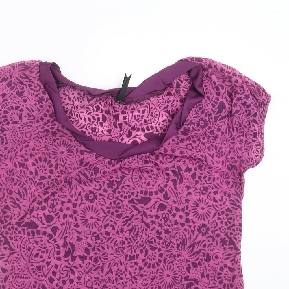 Marks and Spencer Womens Purple Floral  Basic T-Shirt Size 12