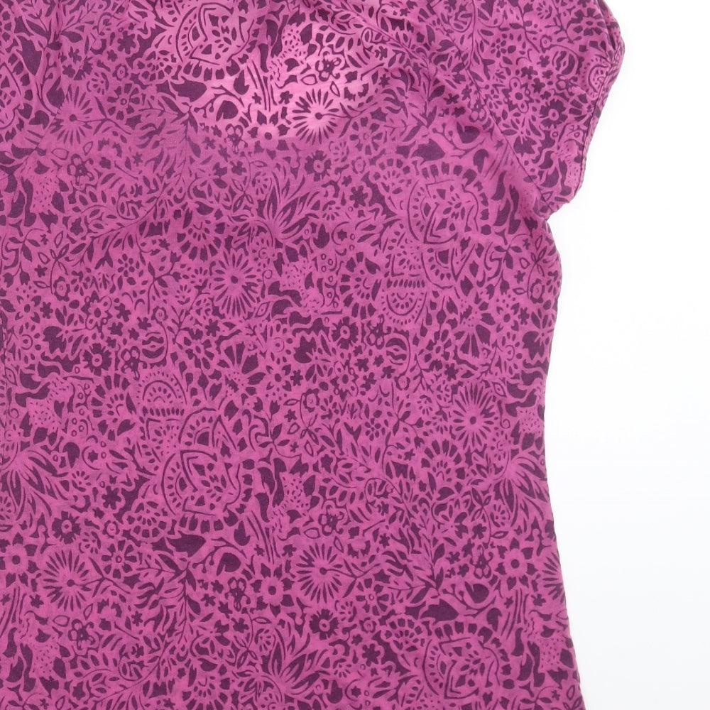 Marks and Spencer Womens Purple Floral  Basic T-Shirt Size 12