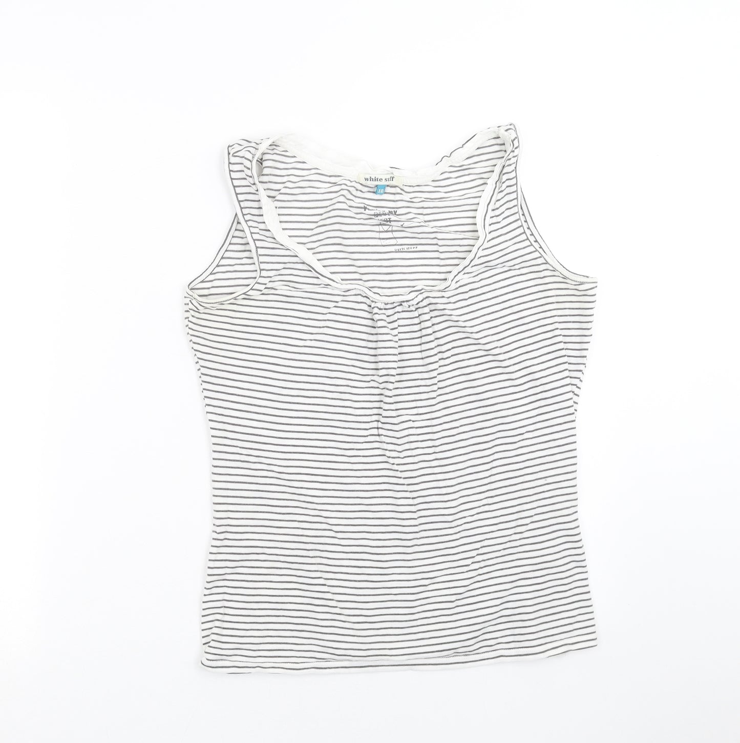 White Stuff Womens White Striped  Basic T-Shirt Size 12