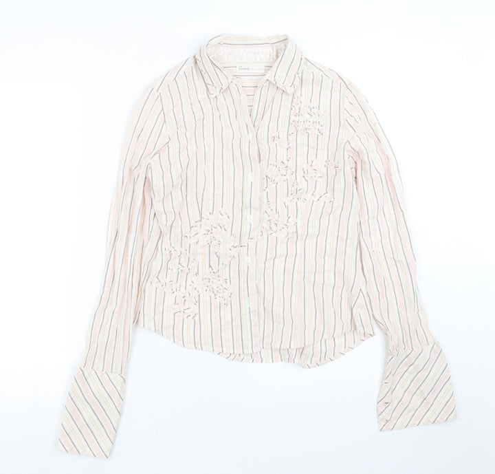George Womens Pink Striped  Basic Button-Up Size 12
