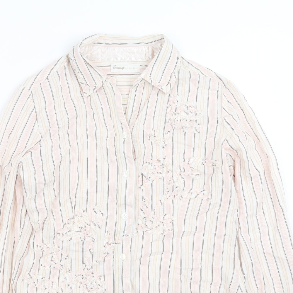 George Womens Pink Striped  Basic Button-Up Size 12