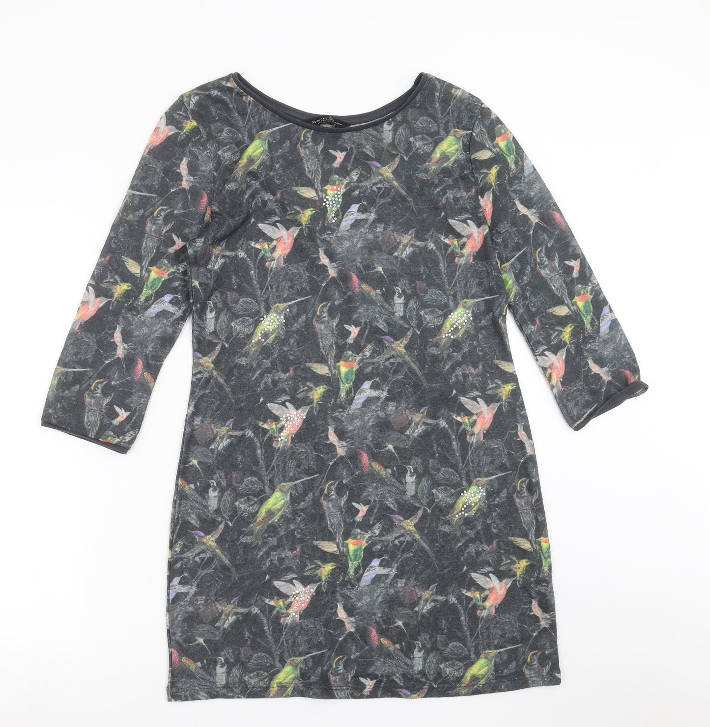 Dorothy Perkins Womens Green   T-Shirt Dress  Size 12  - Bird pattern