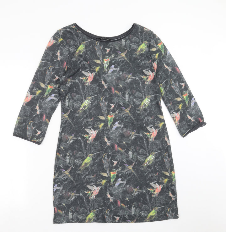 Dorothy Perkins Womens Green   T-Shirt Dress  Size 12  - Bird pattern