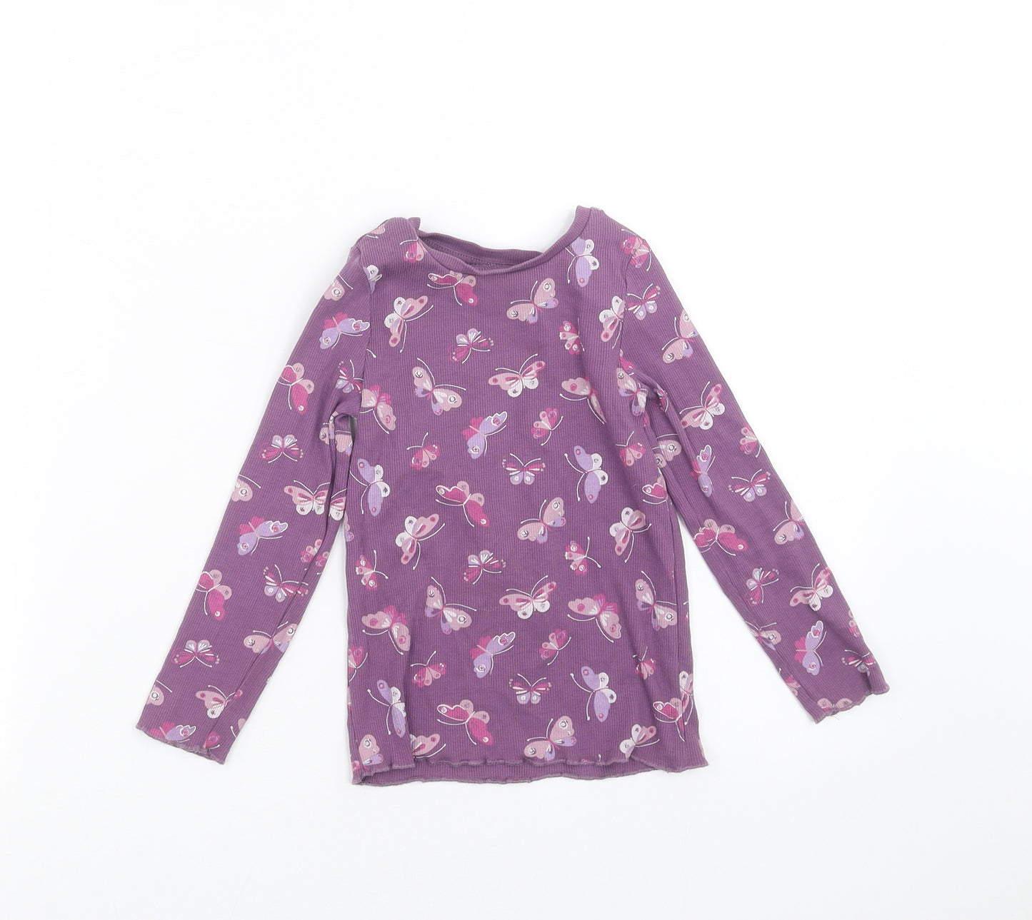 Nutmeg Girls Purple   Basic T-Shirt Size 4-5 Years  - butterflies