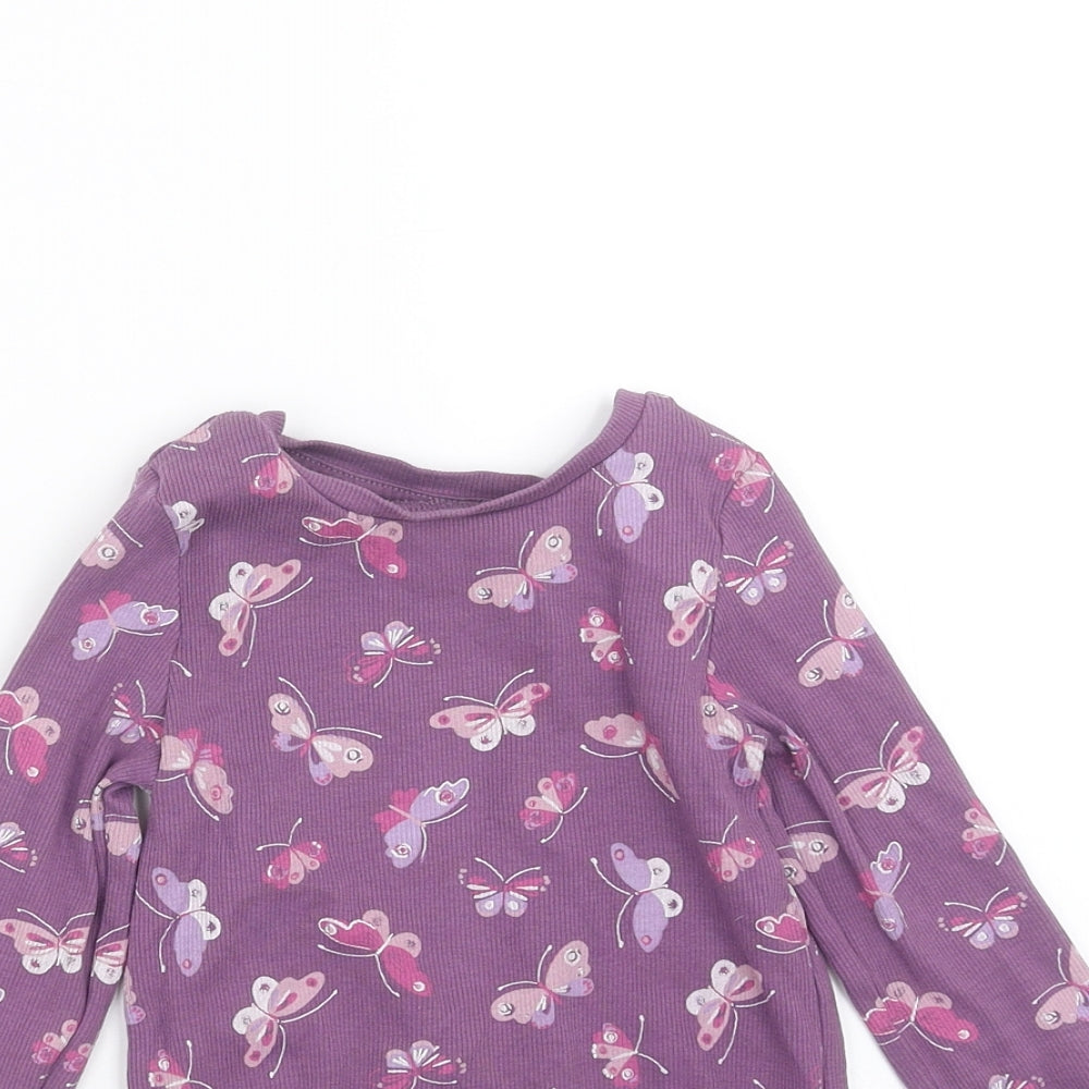 Nutmeg Girls Purple   Basic T-Shirt Size 4-5 Years  - butterflies