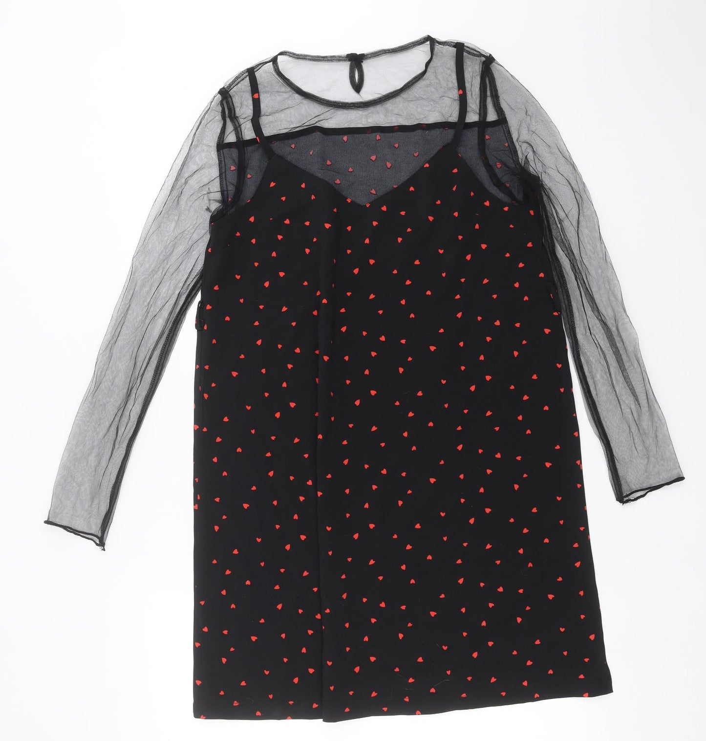 SheIn Womens Black   Shift  Size M  - Heart pattern