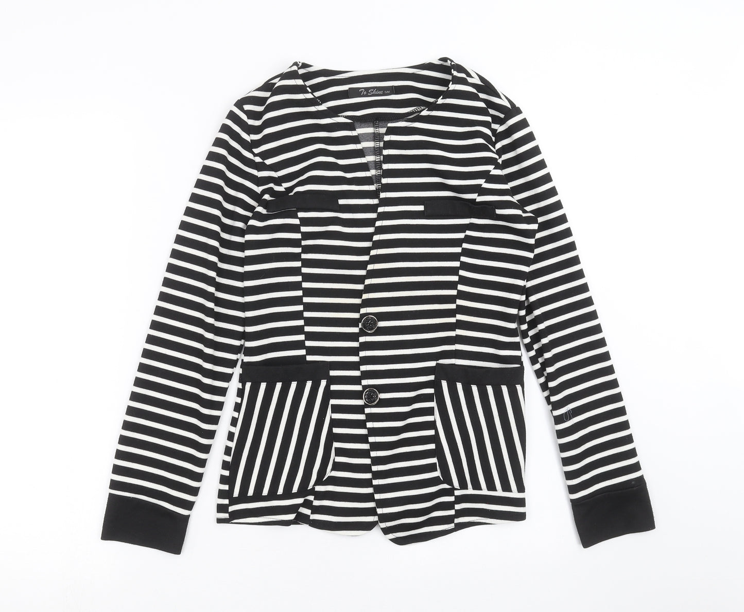 to shine Womens Black Striped  Jacket  Size S