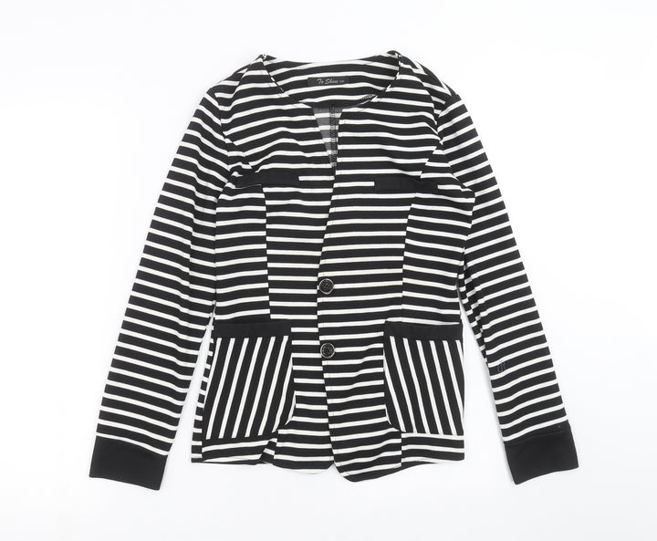 to shine Womens Black Striped  Jacket  Size S