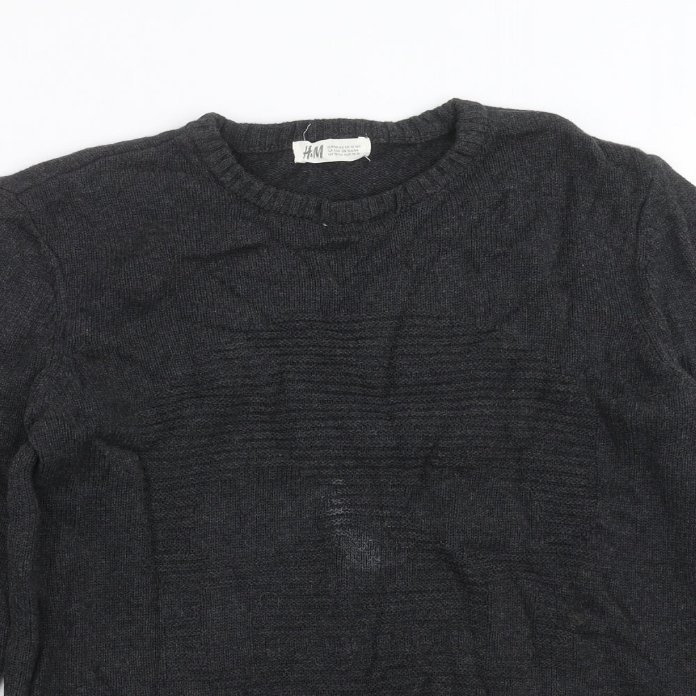 H&M Boys Grey  Knit Pullover Jumper Size 12-13 Years  - skull